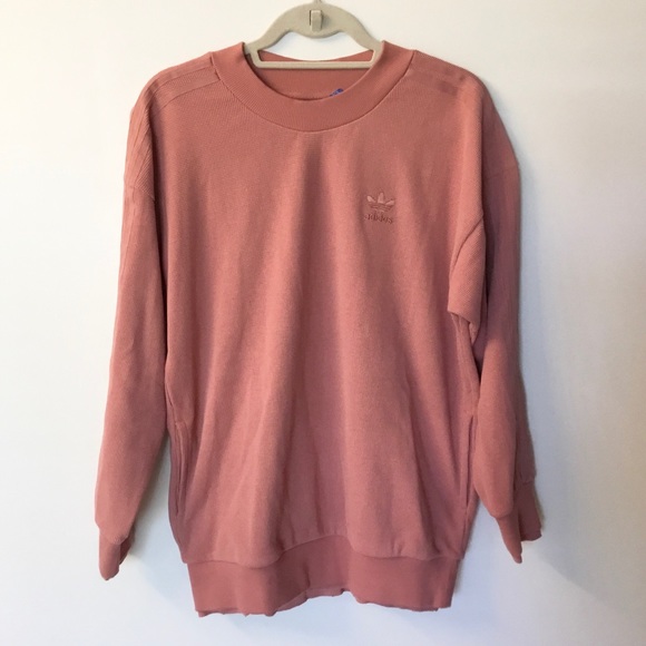 adidas originals three stripe sweatshirt in orange